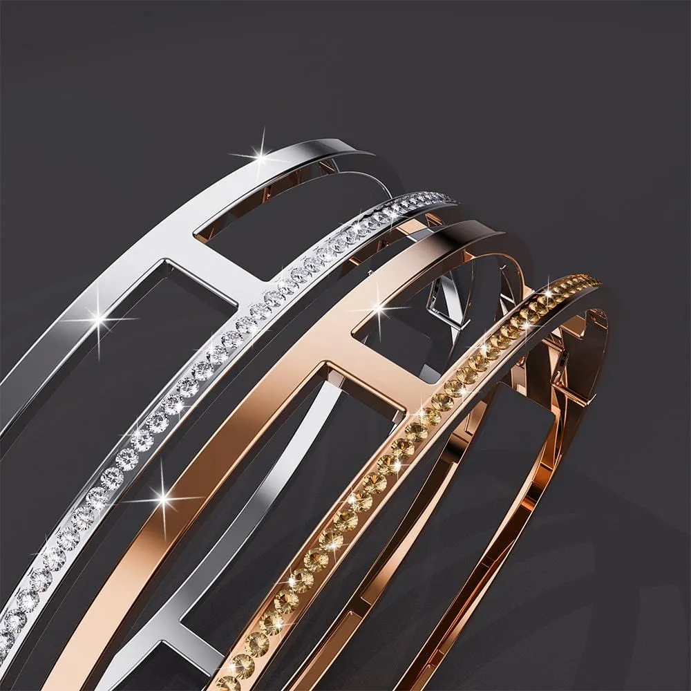 Lucky Dimension Cuff Stainless Steel Bangle in Rose Gold