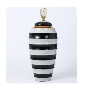 MonoLuxe Large Lidded Vase Stripe