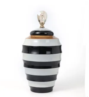 MonoLuxe Small Lidded Vase, Stripe