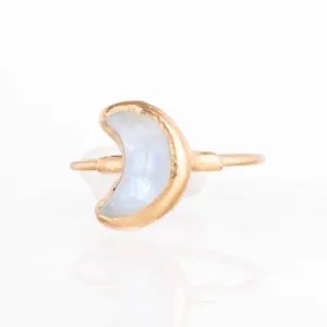 Moon Shaped Rainbow Raw Moonstone Ring