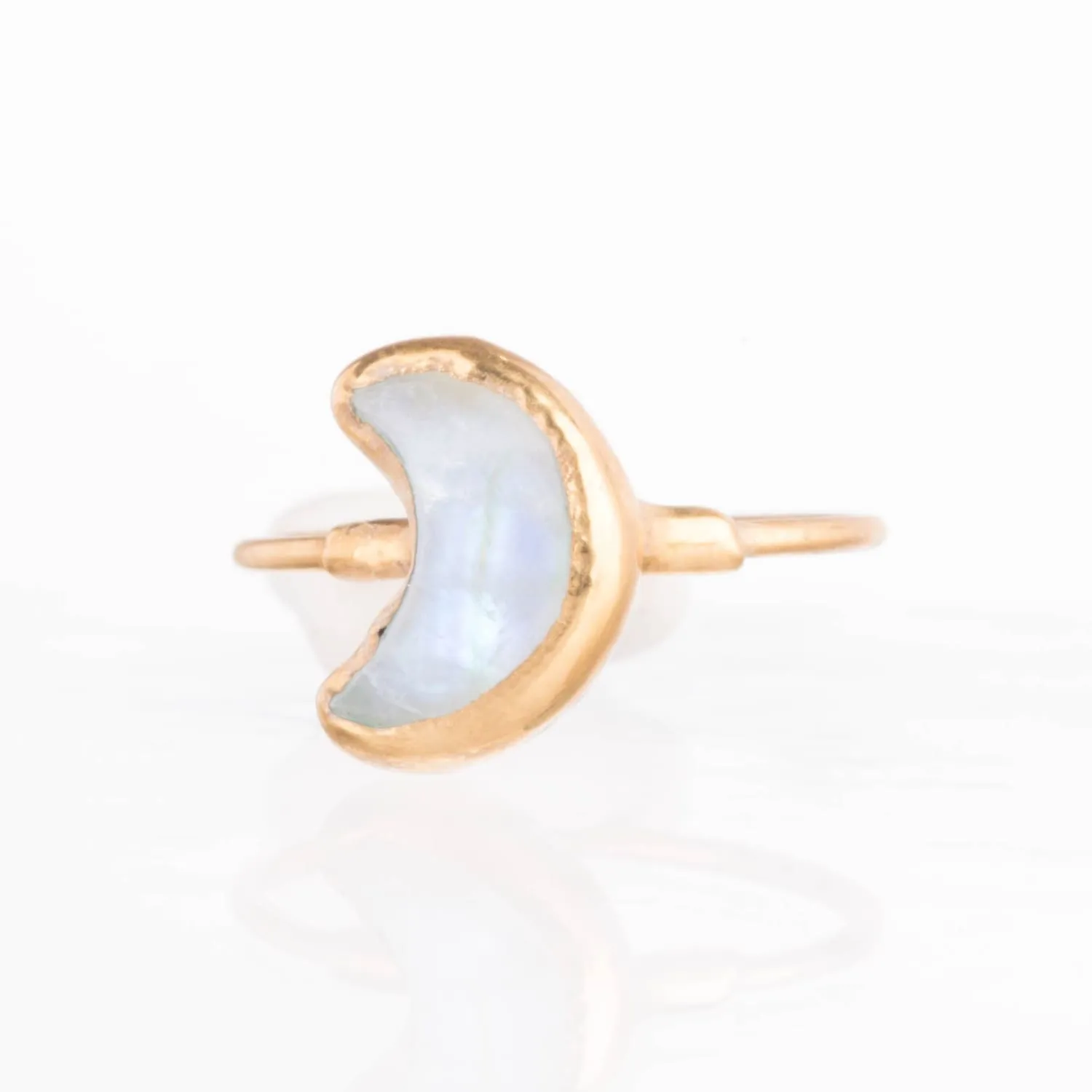 Moon Shaped Rainbow Raw Moonstone Ring