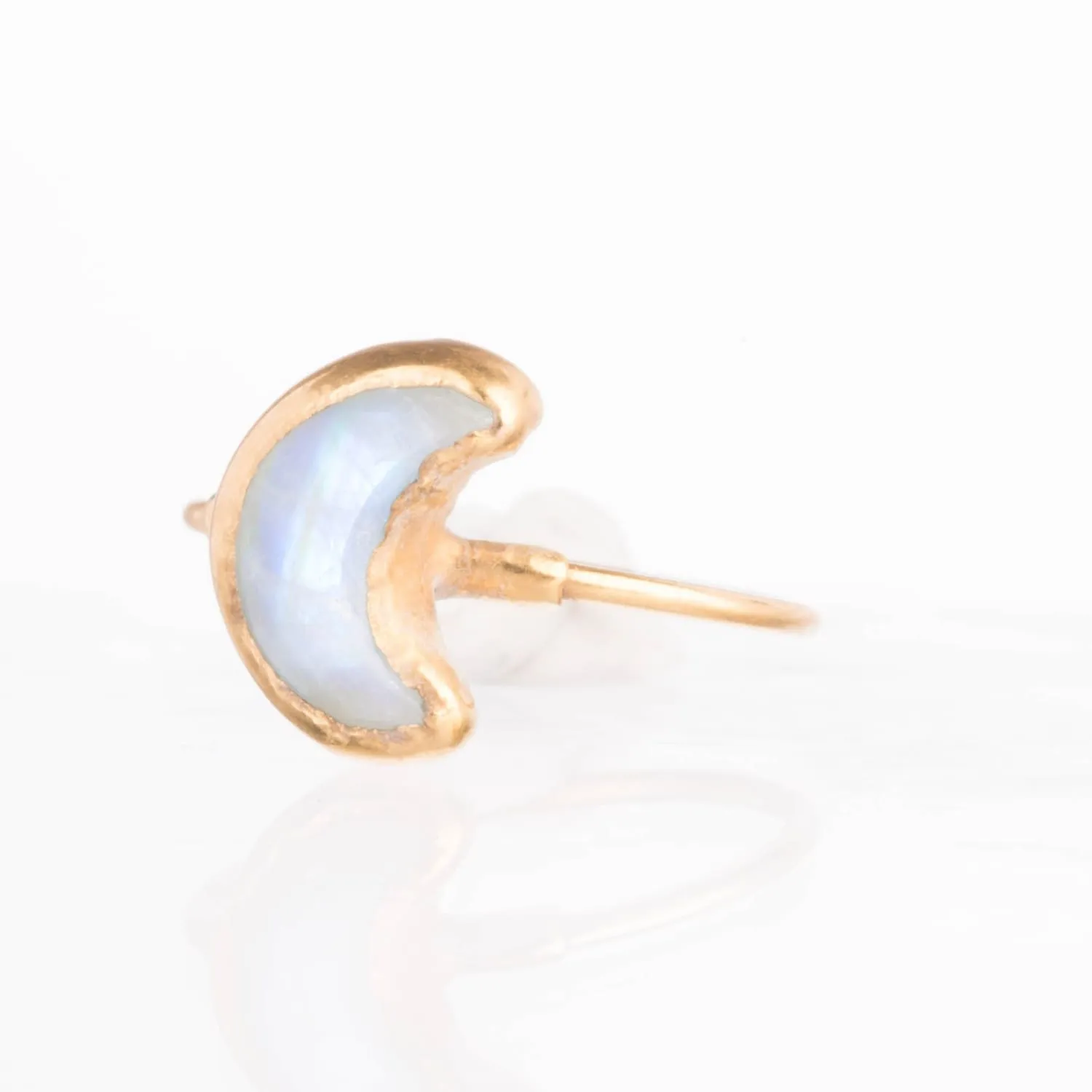 Moon Shaped Rainbow Raw Moonstone Ring