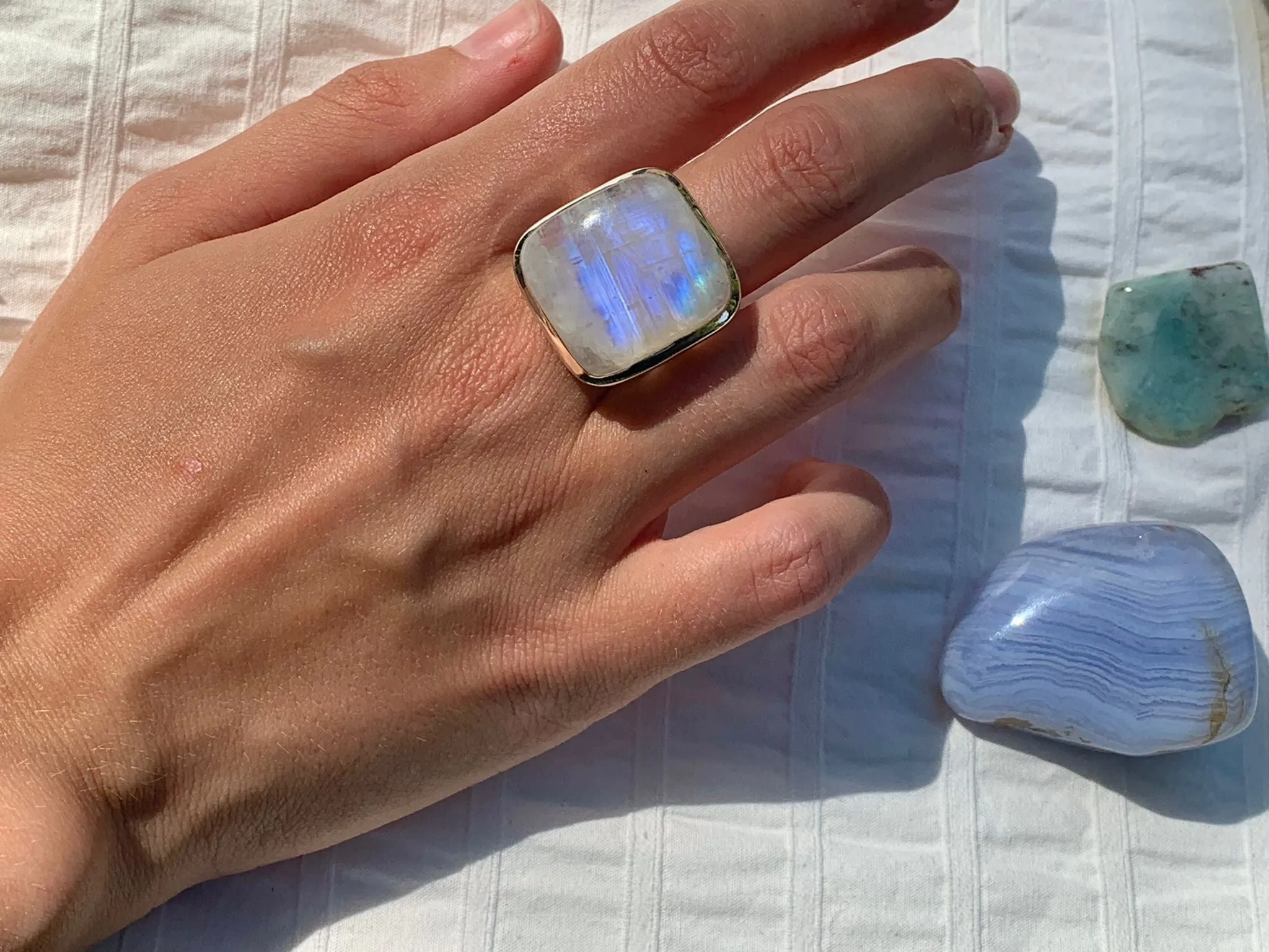 Moonstone Adjustable Ring - Square