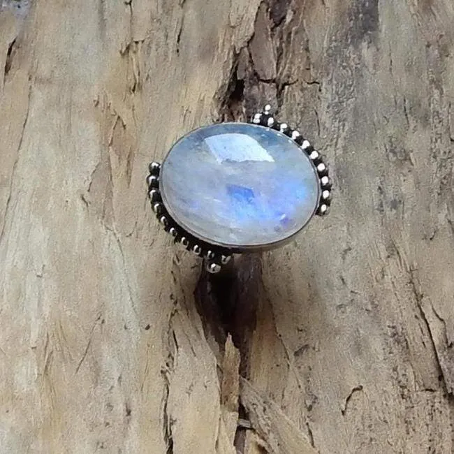 Natural Blue Rainbow Moonstone Gemstone 925 Sterling silver Ring, 22K Yellow Gold Filled, 22K Rose Gold Filled Ring, Nickel Free