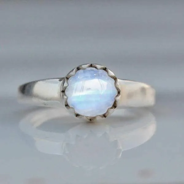 Natural Blue Rainbow Moonstone Gemstone 925 Sterling silver Ring, 22K Yellow Gold Filled, 22K Rose Gold Filled Ring, Nickel Free