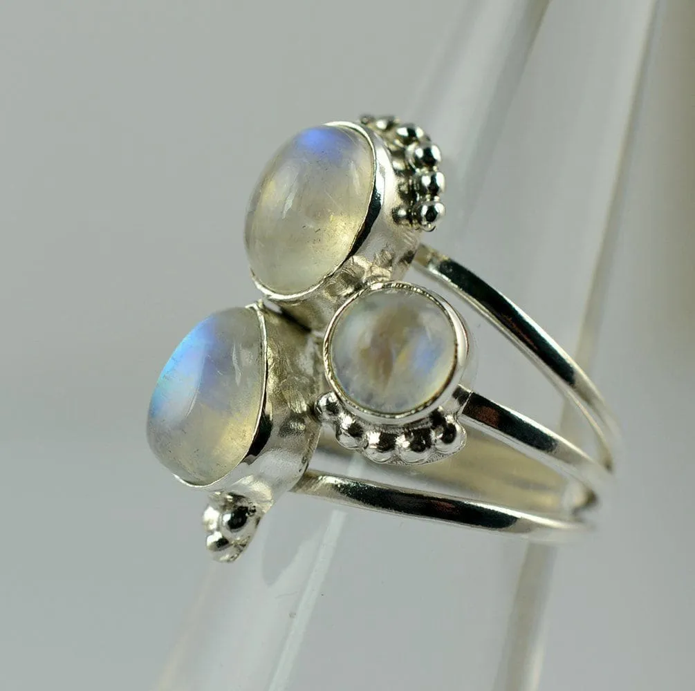 Navya Craft Rainbow Moonstone 925 Solid Sterling Silver Handmade Women Statement Ring June birthstone Jewelry, Boho Ring Sizes 4 to 13