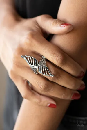 Paparazzi Angels Among Us - Blue Angelic Feathery Wing Ring