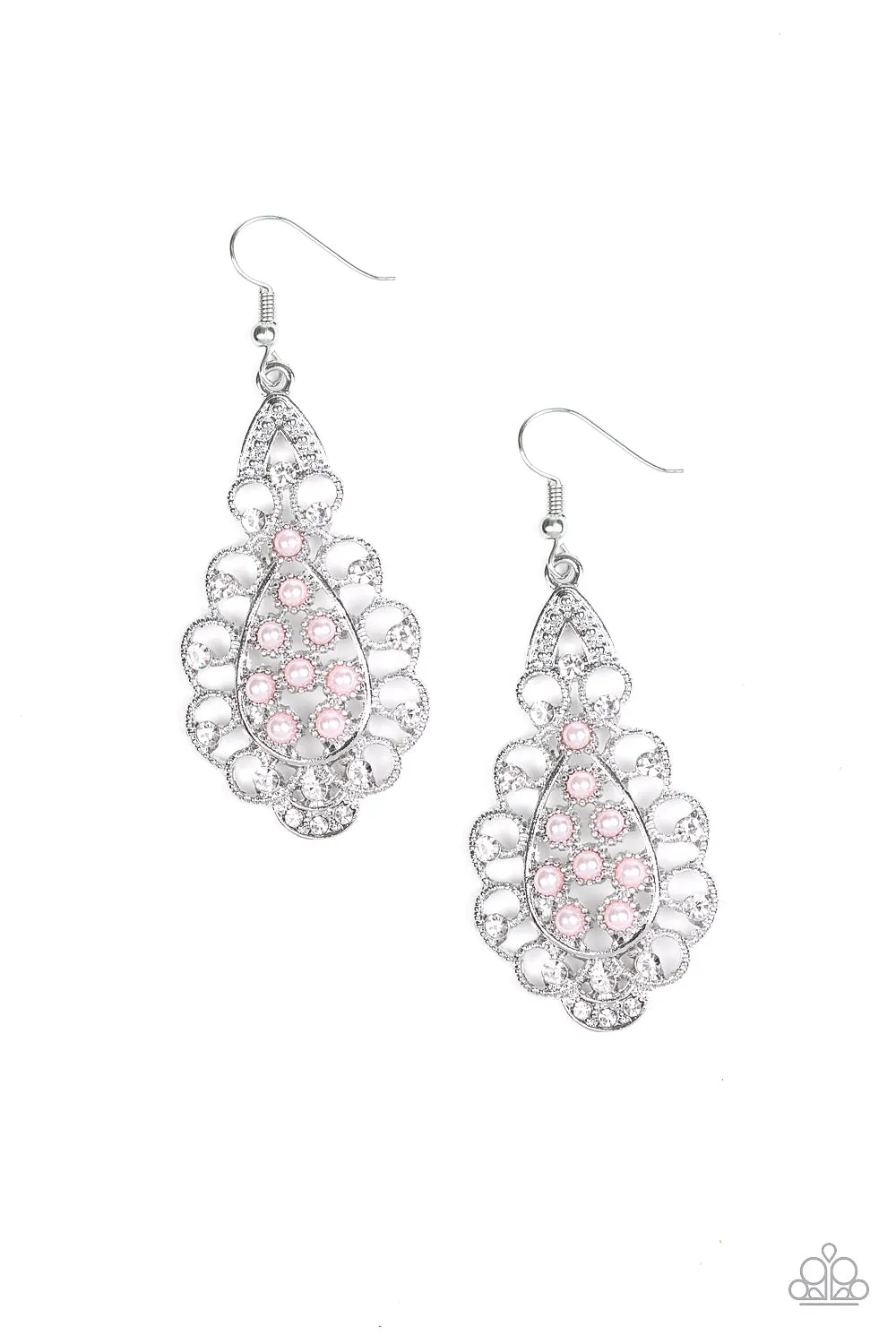 Paparazzi Earring ~ Sprinkle On The Sparkle - Pink Pearl Earring