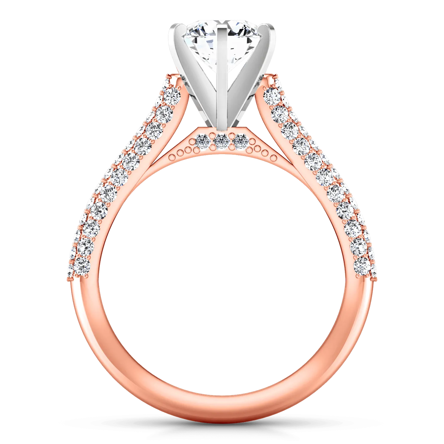 Pave Diamond Engagement Ring Royal 14K Rose Gold