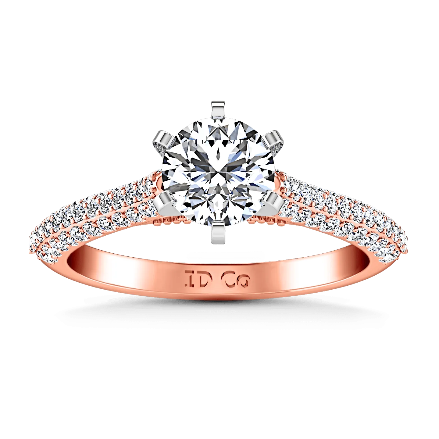 Pave Diamond Engagement Ring Royal 14K Rose Gold