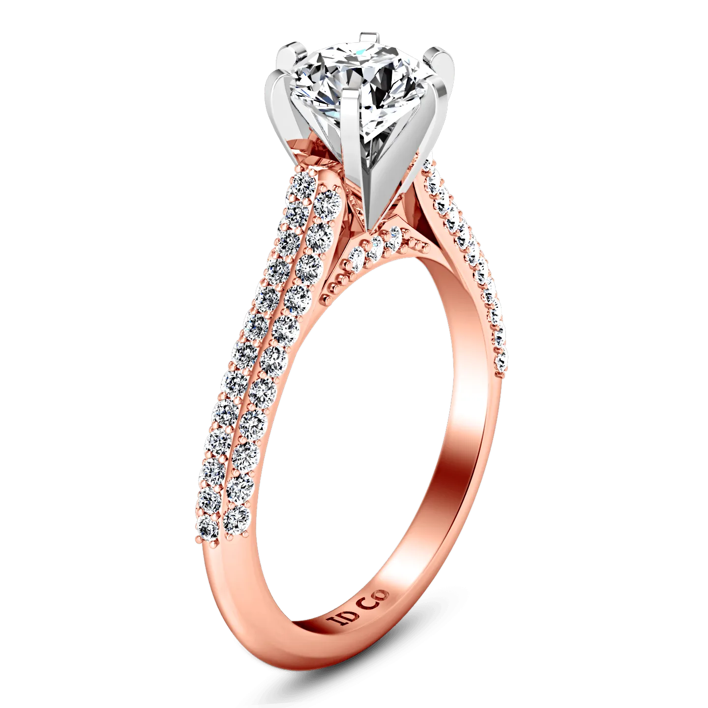 Pave Diamond Engagement Ring Royal 14K Rose Gold