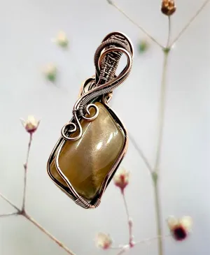 Peach Moonstone Wire Wrapped Pendant