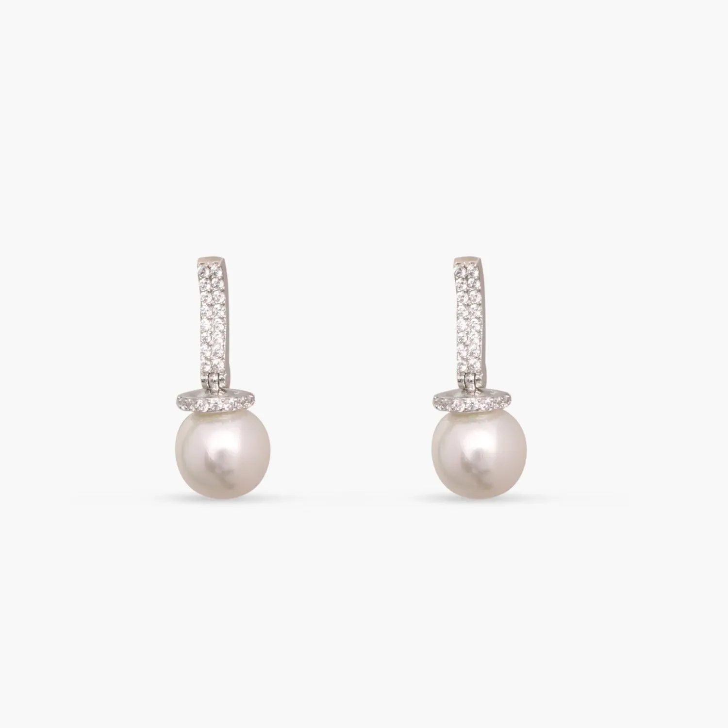 Pearl Dainty CZ Drop Earrings