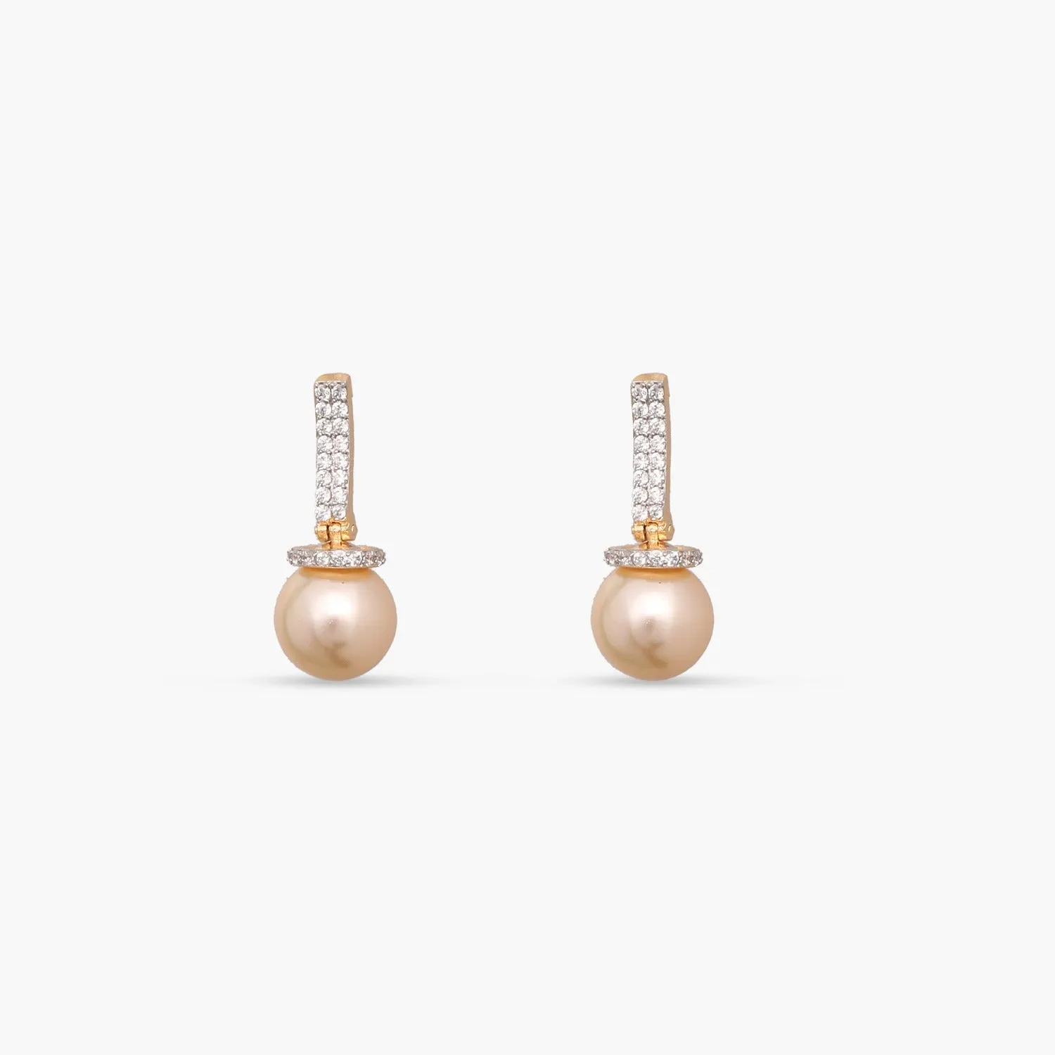 Pearl Dainty CZ Drop Earrings