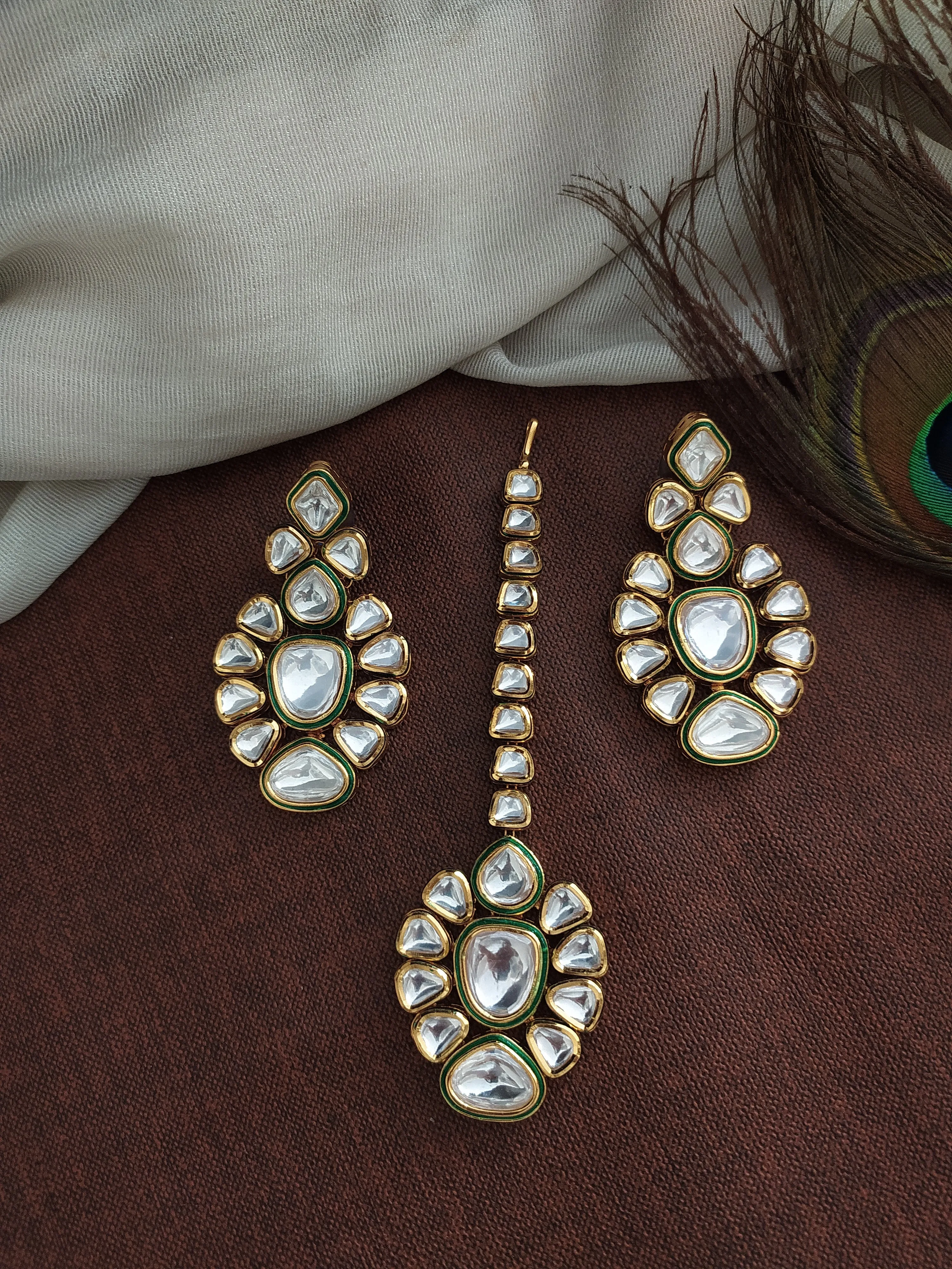 Polki Kundan Bridal Haram Set with Unshaped Kundan Stones and Enamel Work