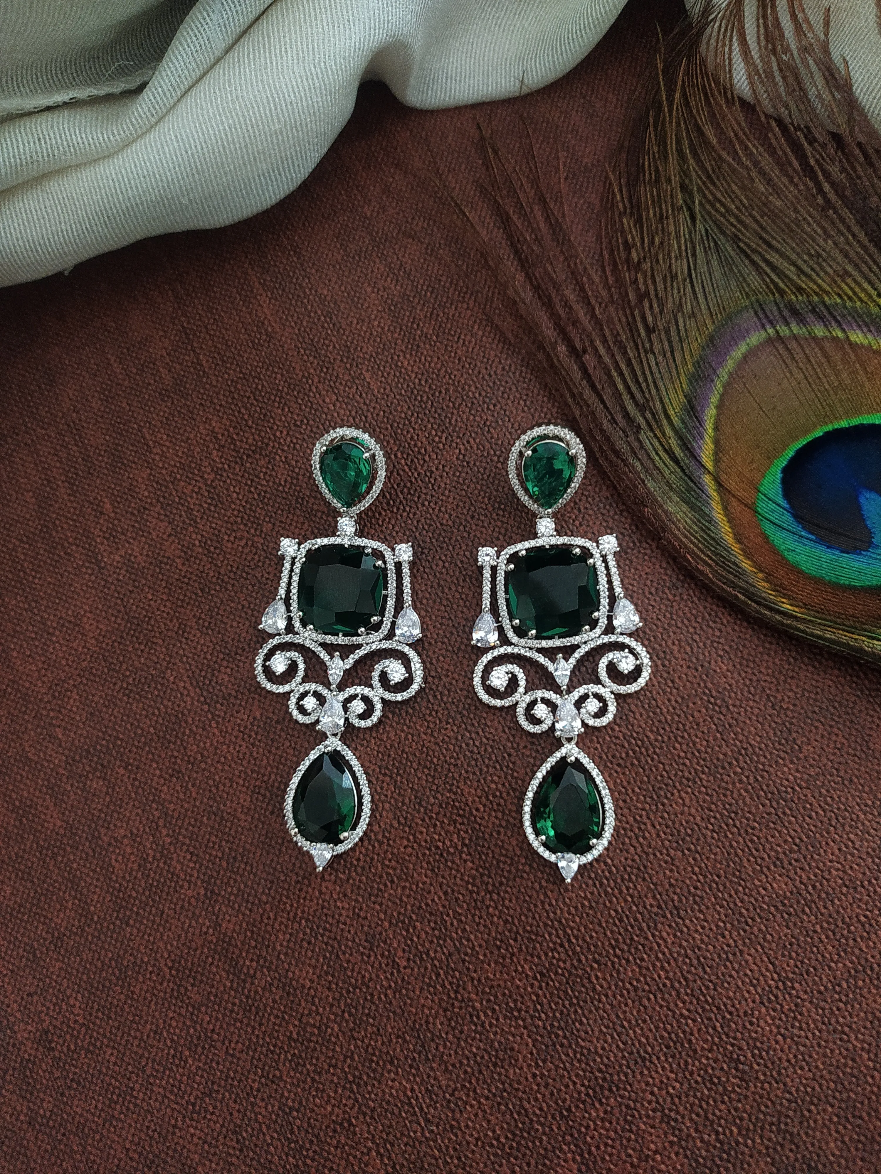 Regal Radiance Emerald Zircon Long Haram Set