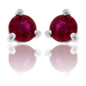 Round Ruby Stud Earrings