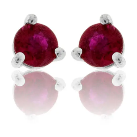 Round Ruby Stud Earrings