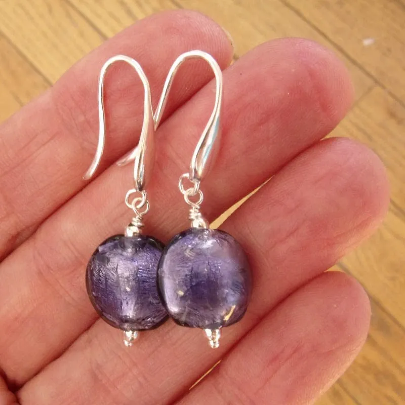 royal purple sparkle earrings