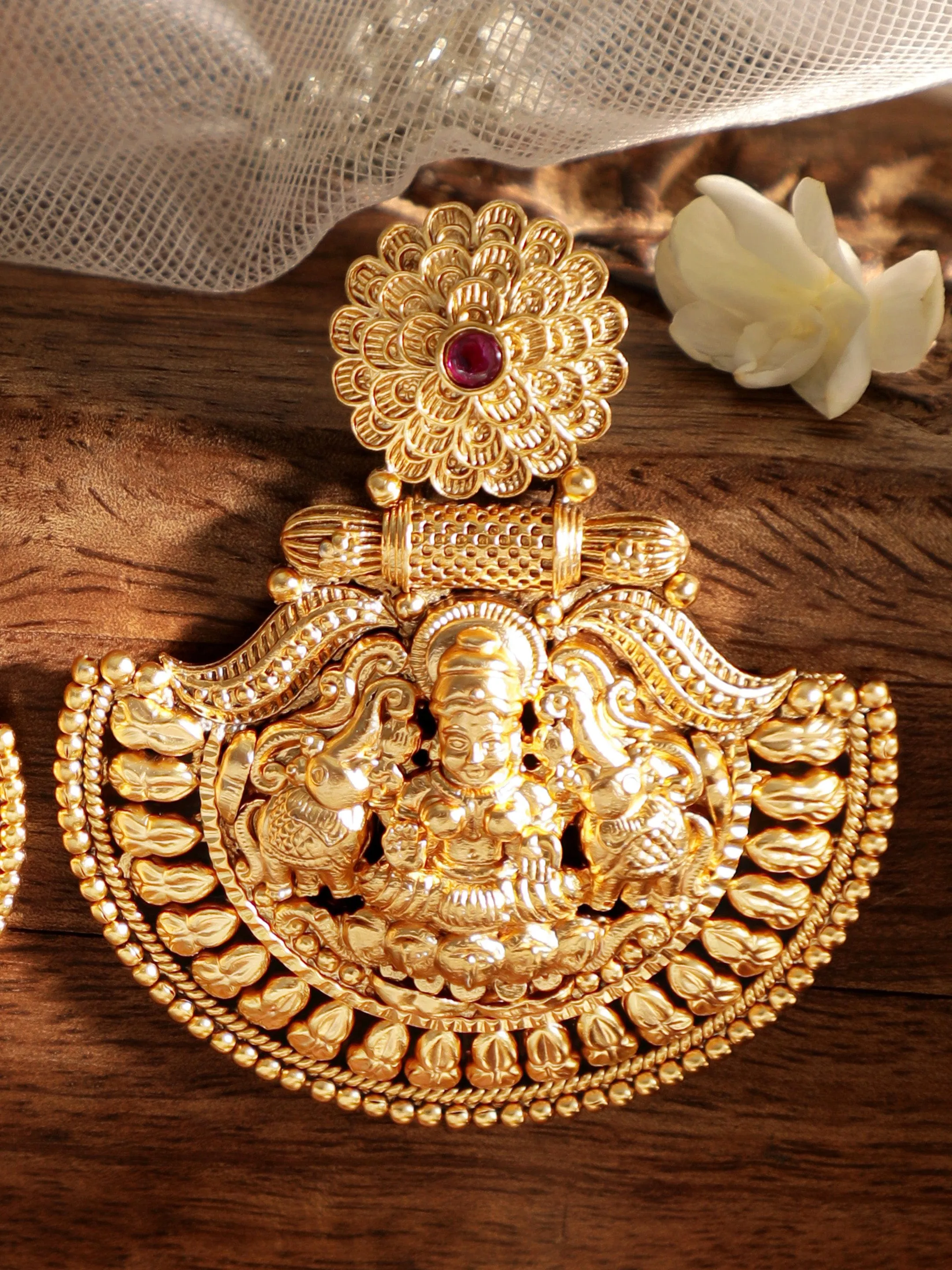 Rubans Eternal Grace 22k Gold-Plated Temple Chandbali Earrings