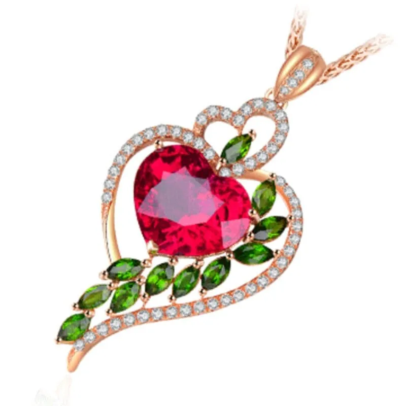 Ruby Peach Heart Necklace