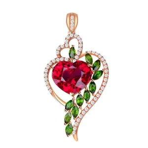 Ruby Peach Heart Necklace