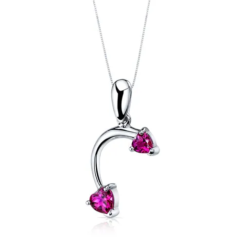 Ruby Pendant Earrings Set Sterling Silver