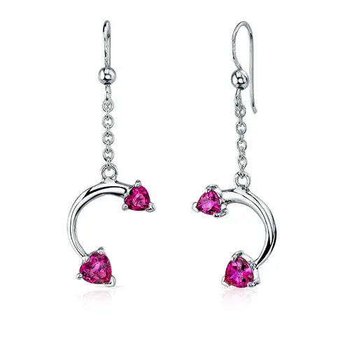 Ruby Pendant Earrings Set Sterling Silver