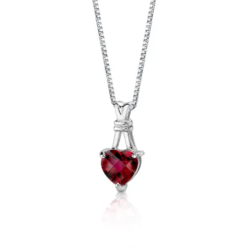 Ruby Pendant Sterling Silver Heart Shape 3 Carats