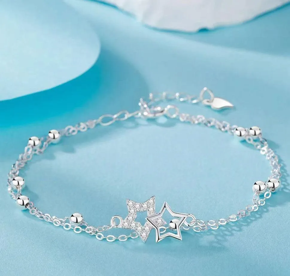 S925 Sterling Silver Zircon Star Bracelet