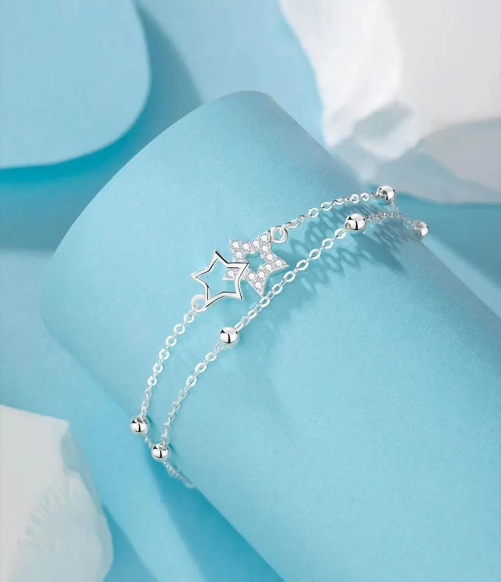 S925 Sterling Silver Zircon Star Bracelet