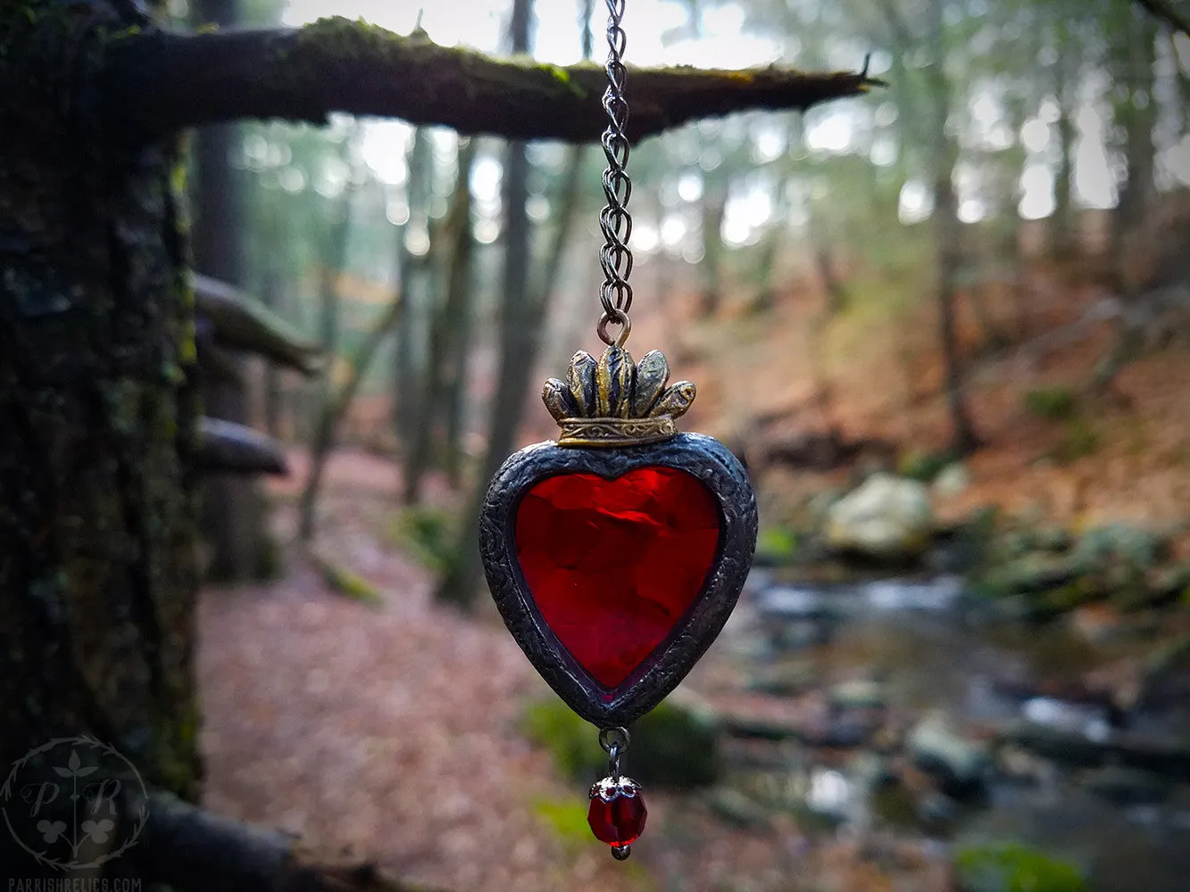 Sacred Heart Stained Glass Amulet