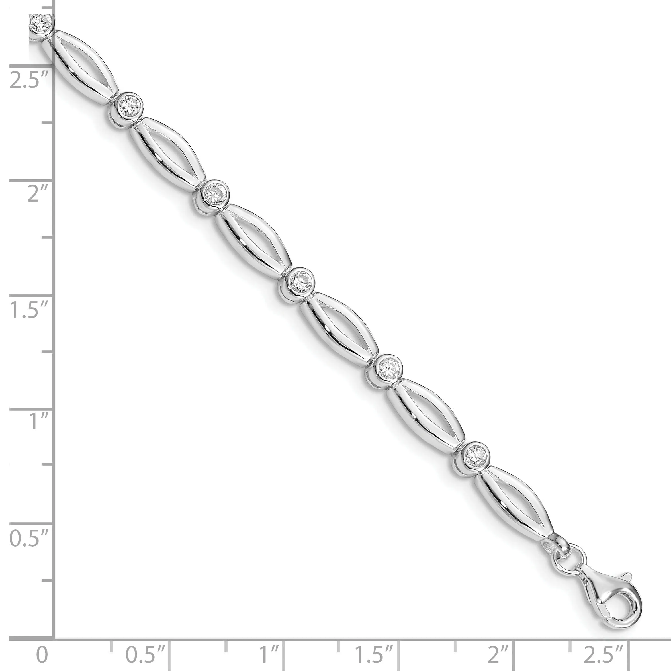 Silver Polished Fancy Cubic Zirconia Bracelet