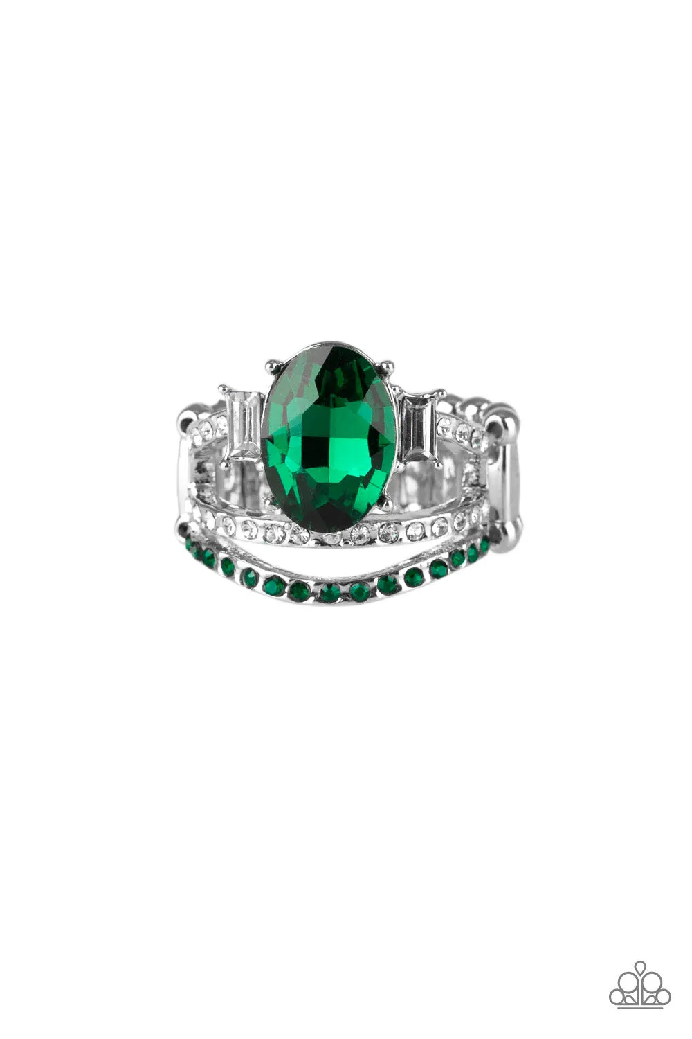 Spectacular Sparkle - Green Paparazzi Ring