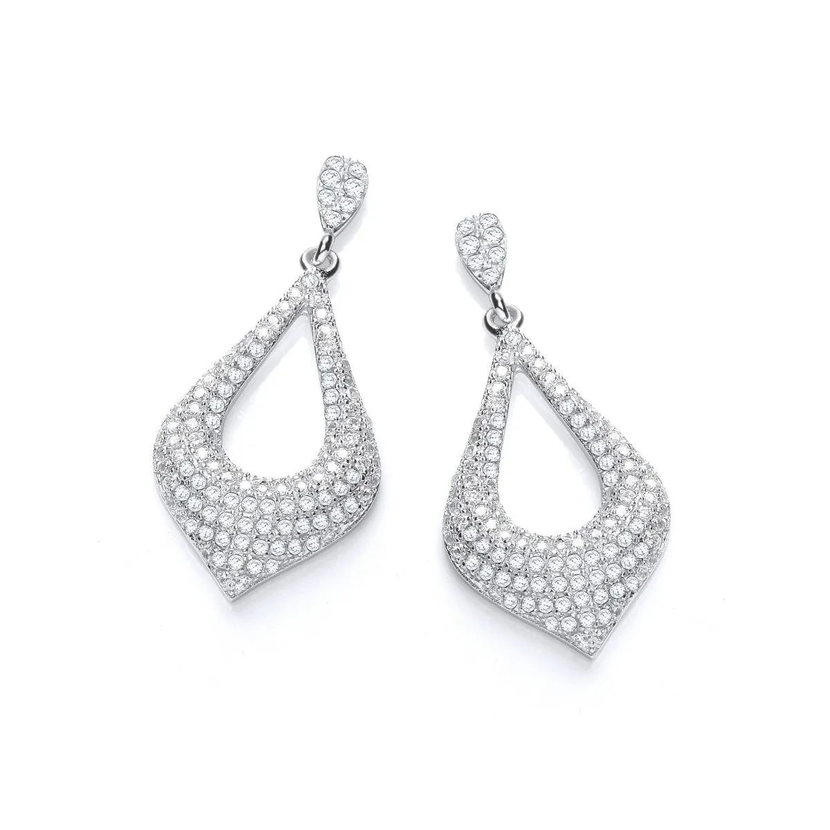 Sterling Silver Fancy CZ Drop Earrings