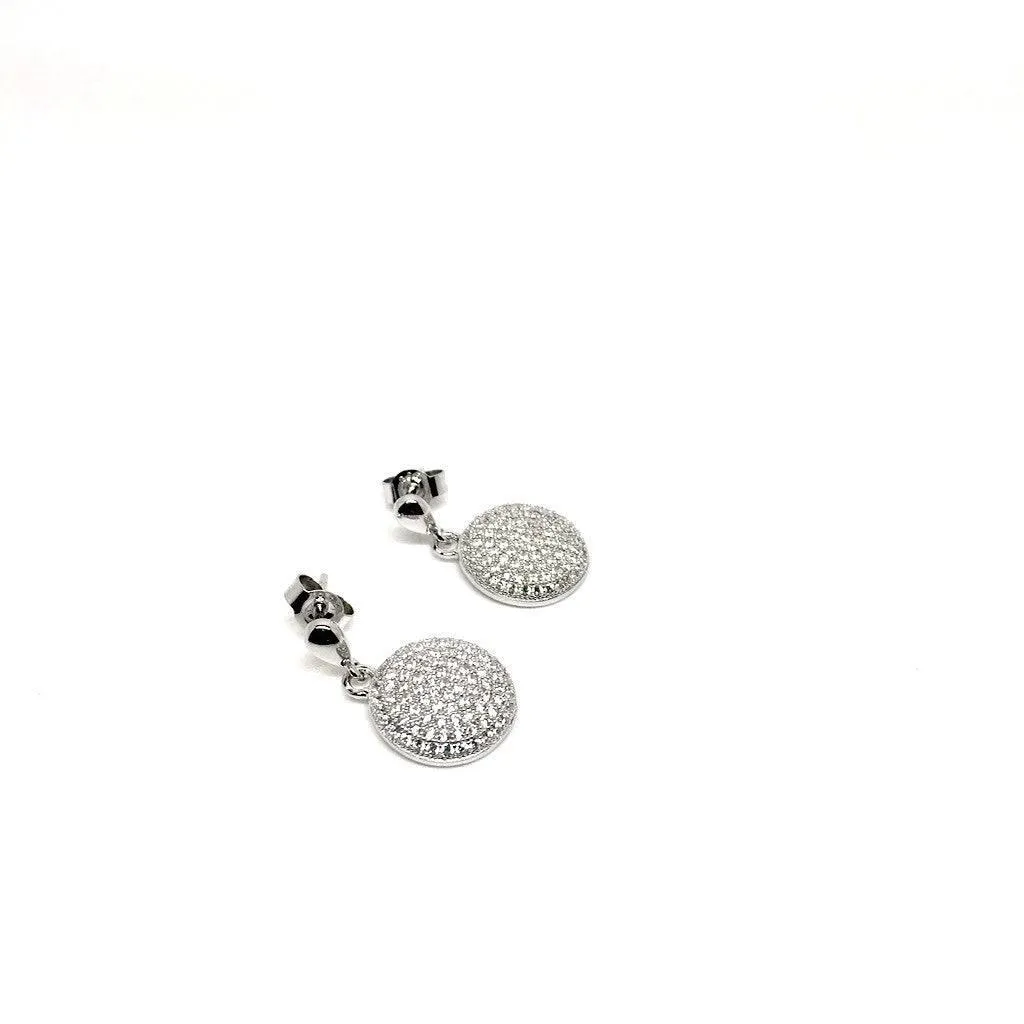 Sterling Silver Round Stud Earrings with Cubic Zirconia Stones