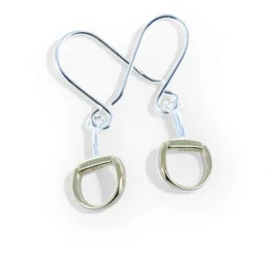 Sterling Silver Snaffle Bit Drop Earrings - Gold