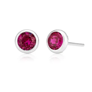 Sterling Silver Swarovski Fuchsia Crystal Stud Earrings