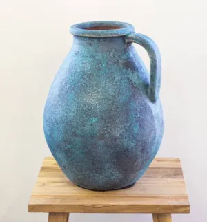 Terracotta Large Handled Jug - Aged Copper