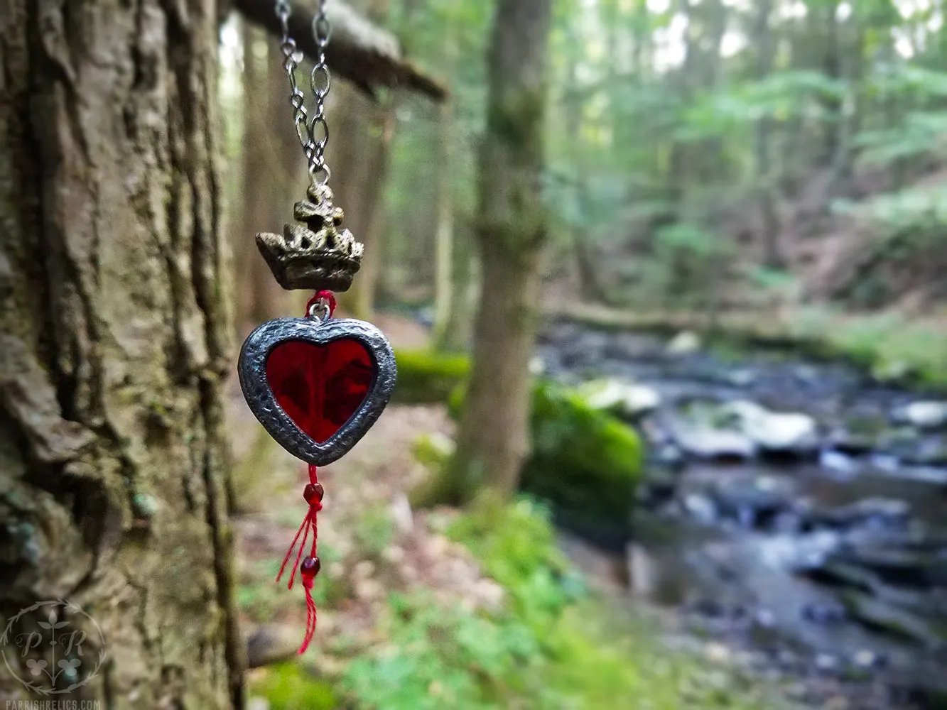 The Heart's Purpose ~ Crowned Stained Glass Amulet