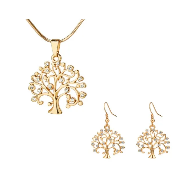 Tree of Life Crystal Jewelry Set Women