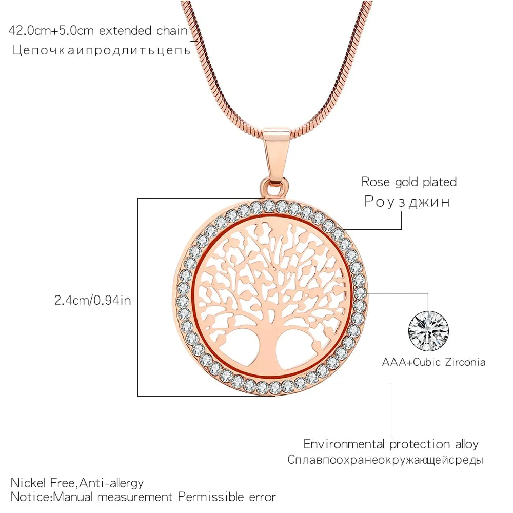 Tree of Life Crystal Jewelry Set Women