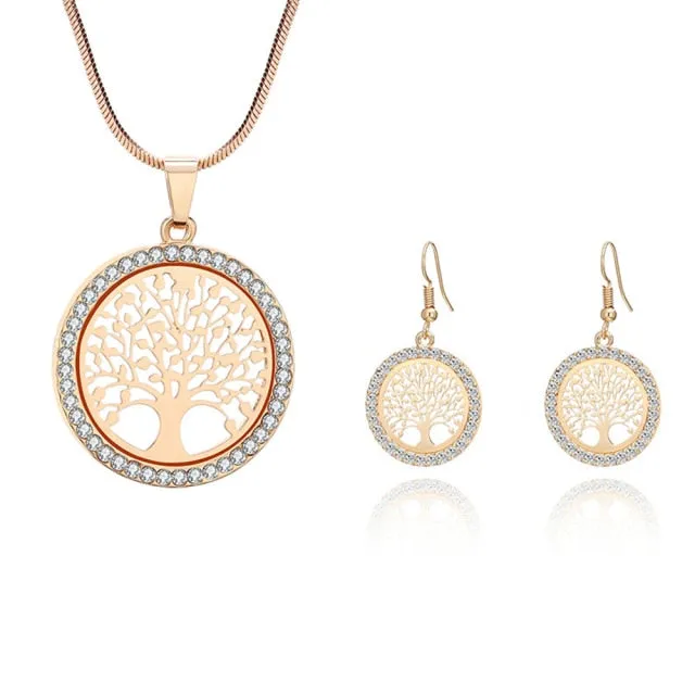 Tree of Life Crystal Jewelry Set Women