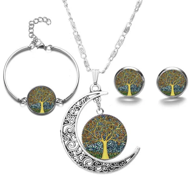 Tree of Life Crystal Jewelry Set Women