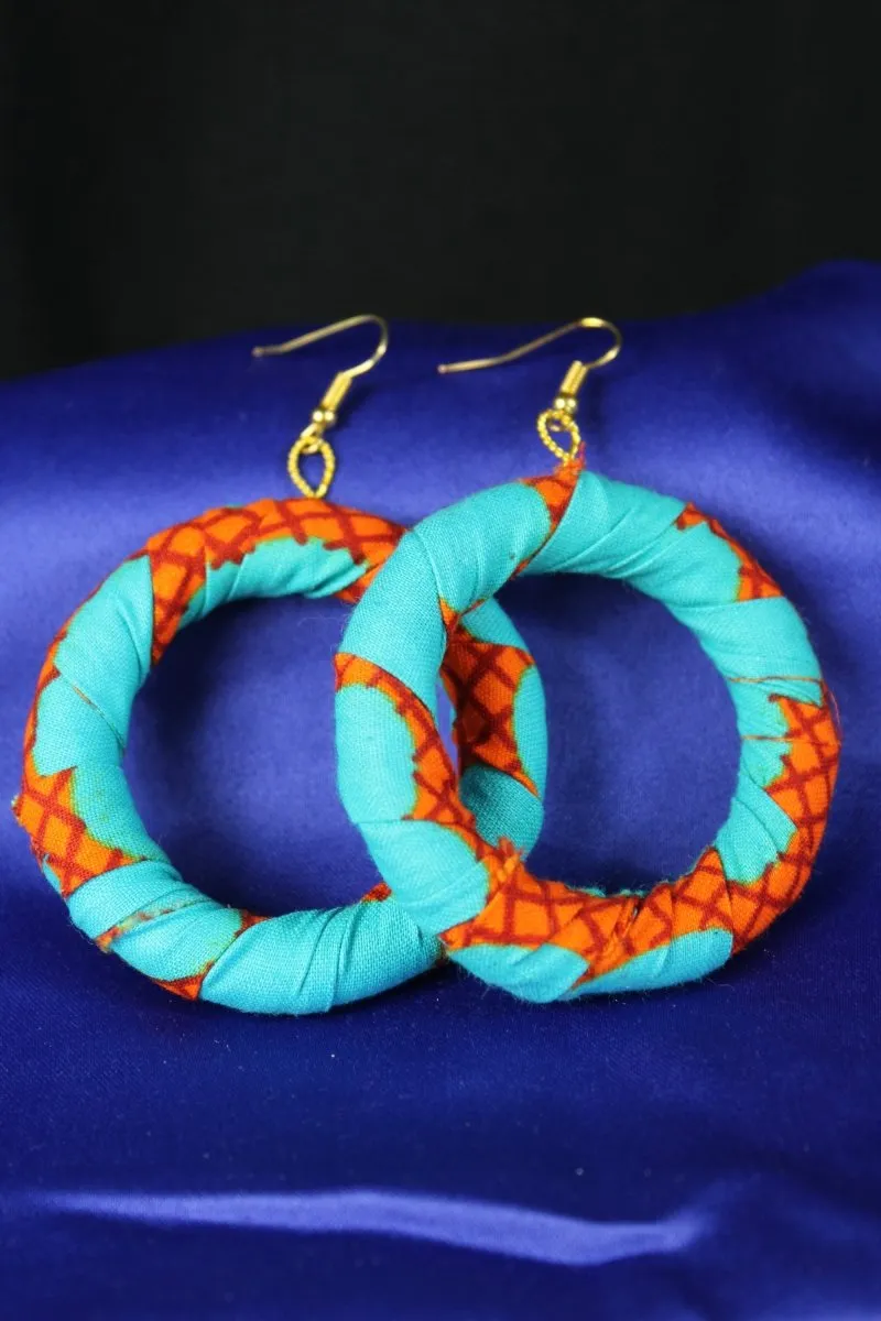 Vivid Blue African Fabric Earrings