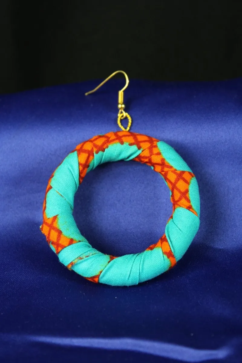 Vivid Blue African Fabric Earrings