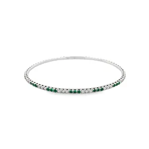 White Gold Emerald and Diamond Bangle BDD4442_EM-351