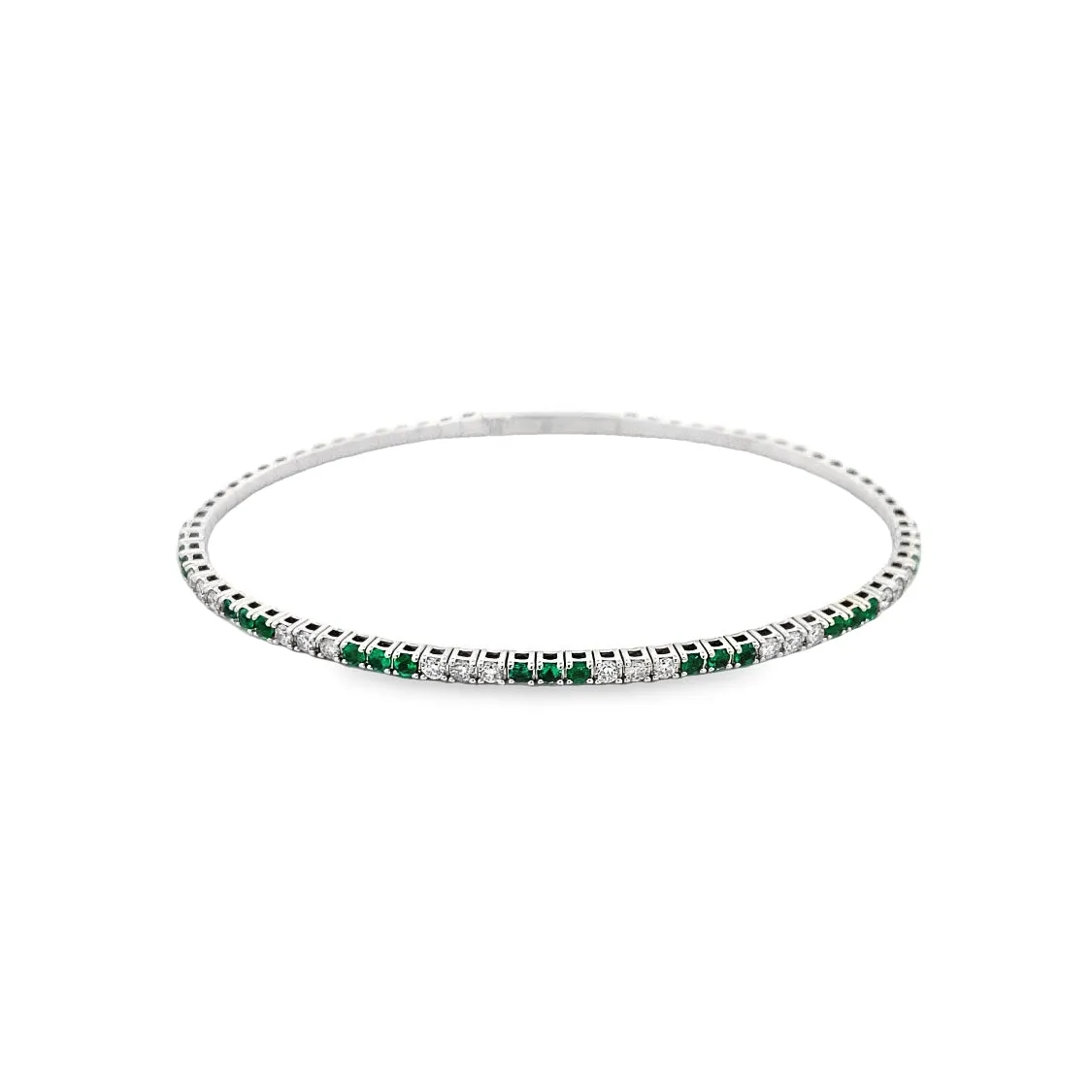 White Gold Emerald and Diamond Bangle BDD4442_EM-351