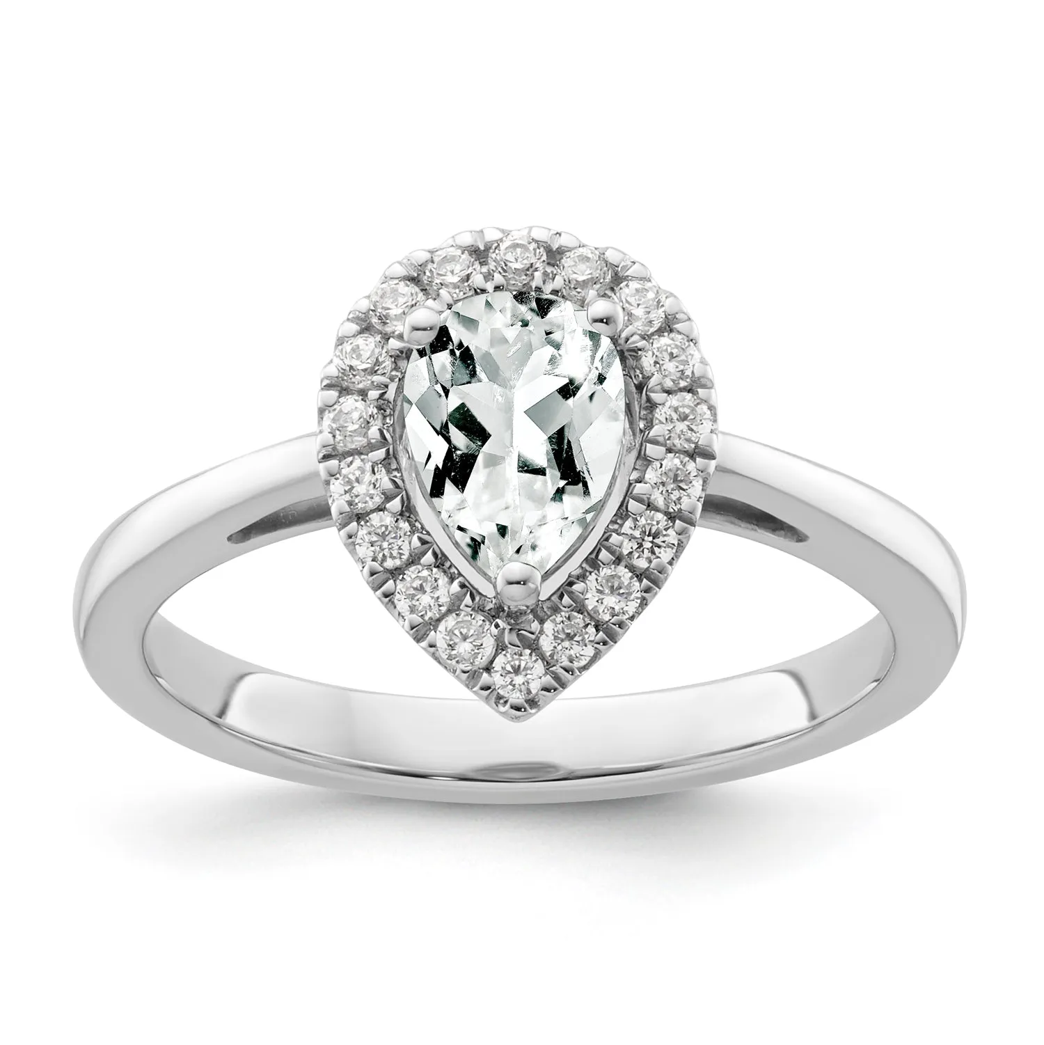 White Sapphire Diamond Halo Ring